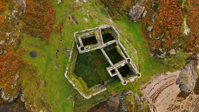 Tioram castle ruins Scotland aerial view