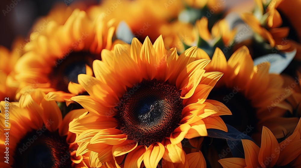 Aufkleber vibrant sunflower bokeh background with contrasting colors creating a captivating narrative effect