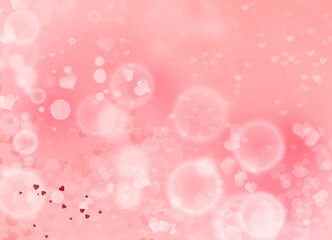 Pink bokeh background. Pink sparkling glitter bokeh background. Blurred hearts lights. Valentines day pink Bokeh background