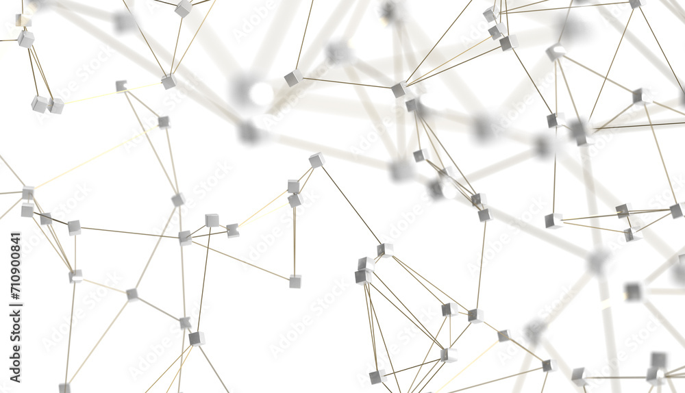 Poster multi color connected lines and dots network 3d illustration