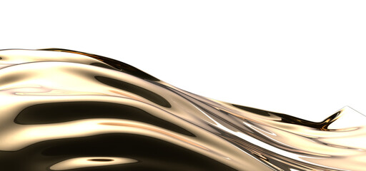 Glamourous Ripples: Abstract 3D Gold Cloth Illustration with Mesmerizing Waves