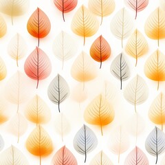Obraz premium Autumn foliage skeleton translucent seamless pattern on white background for design and decor