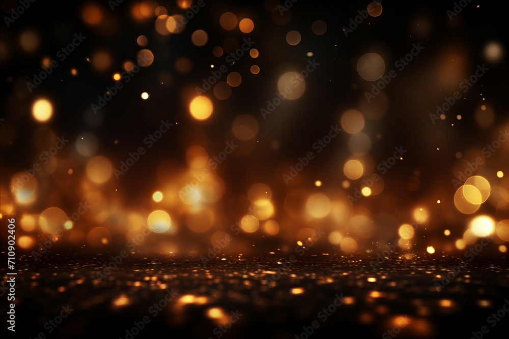 Poster ethereal yellow glow abstract bokeh background with luminous particles and sparkling effects