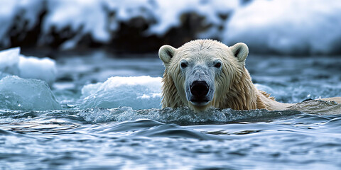 Polar Bear Swimming in Body of Water