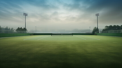 abandoned tennis court. Old tennis court