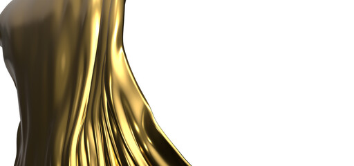 Golden Transcendence: Abstract 3D Gold Cloth Illustration for Transcendent Visuals