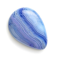 Blue lace agate in cabochon form isolated on white background, realistic, png
