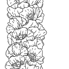 Pattern with poppies flowers. Beautiful decorative plants.