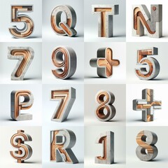 3D Lettering That Blends Concrete With wood. AI generated illustration