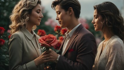 couple with rose