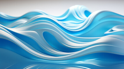 Fototapeta premium Blue abstract waves. Wallpaper, illustration, background.