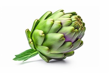 Obraz premium one artichoke isolated on a white background. an edible plant. fleshy flower head.