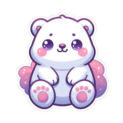 Generative AI Cute Little Arctic Bear Sticker, cute little baby bear sticker, cool little tiny bear stickers, Little baby Arctic bear Sticker, adorable little arctic bear stickers, snow bear sticker