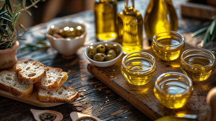 Fototapeta na wymiar Olive Oil Tasting Elegance Sophisticated Sampling Display