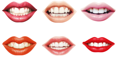 Collection of different mouths, illustration, isolated or white background 