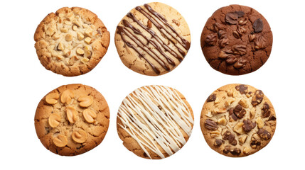 Delicious cookies photographed from above, isolated