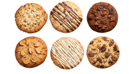 Delicious cookies photographed from above, isolated
