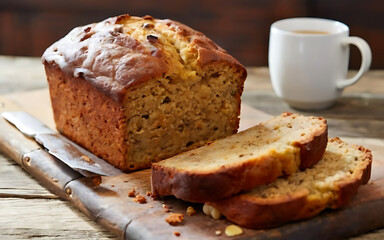 Fototapeta na wymiar Capture the essence of Banana Bread in a mouthwatering food photography shot