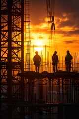 Sunset Silhouettes: Workers on the Rise