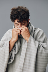 Man flu virus tissue symptom sickness sick disease ill allergy cold