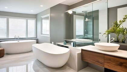 Fototapeta na wymiar Modern bathroom, interior design renovation