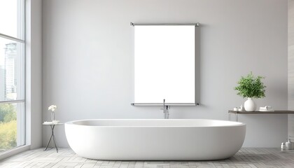 Fototapeta na wymiar Modern bathroom with blank banner