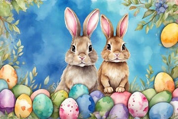 Easter bunny, watercolor florals, and perfect designs for invitations, cards, greetings, and joyful celebrations 