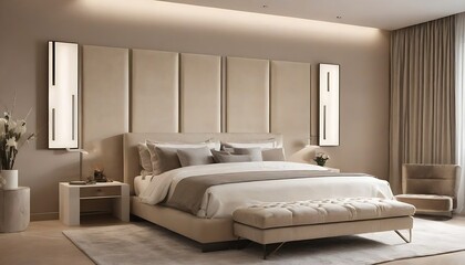 Fototapeta na wymiar Modern beige bedroom design