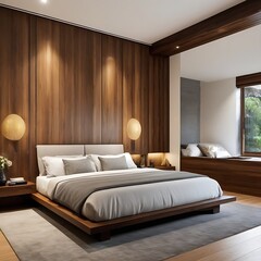 Modern wooden style bedroom interior design