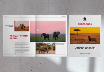 Fototapeta na wymiar Safari Photobook Brochure Layout