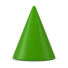Green triangle cone shape Christmas tree abstract figurine 3d icon realistic vector illustration
