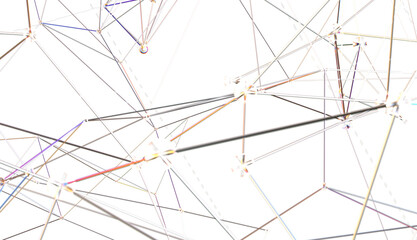 Neural network 3D illustration. Big data and cybersecurity