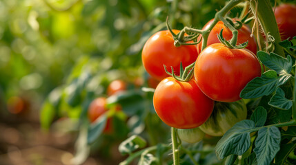 Obraz premium Organic Tomatoes on the Vine Farm-Fresh Excellence