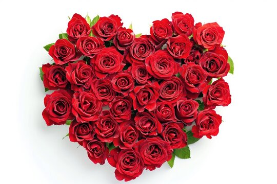 many beautiful red roses in a heart shape Generative AI