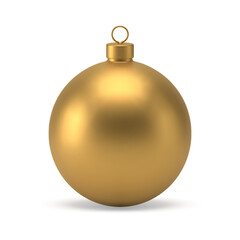 Christmas tree ball golden premium toy expensive holiday classic decor 3d icon realistic vector
