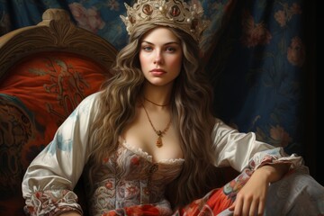 A beautiful girl wearing the crown of a winning beauty queen - obrazy, fototapety, plakaty