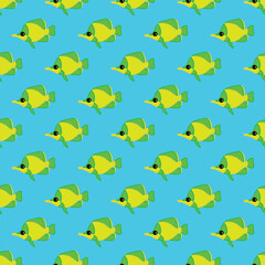 Coral reef fish seamless pattern
