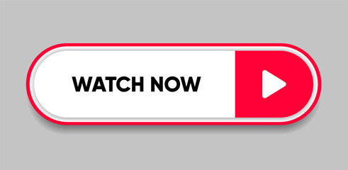 Watch now button. Play video button. Play icon. Watch video symbol for web site mobile app UI UX