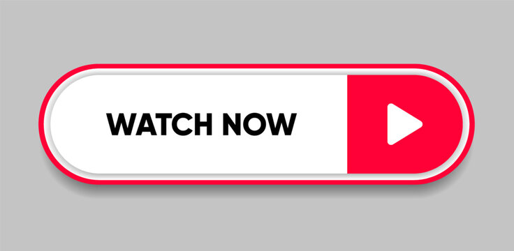 Watch now button. Play video button. Play icon. Watch video symbol for web site mobile app UI UX
