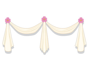 vector design illustration of white decorative cloth topped with flowers and usually used as decoration at official events with the aim of beautifying indoor and outdoor views