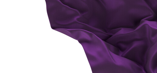 purple ribbon silk cloth fly cloth floating fabric background, 3d rendering