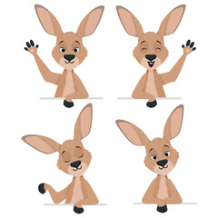 Obraz na płótnie Canvas Cute kangaroo character set waving its paw