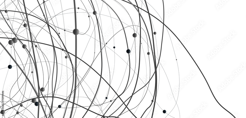 Poster gene lines and nodes, biological gene structure, 3d rendering.