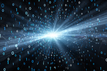 Digital binary numbers computer network illustration background.