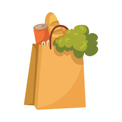Paper Bag with Products as Food Delivery Service Vector Illustration