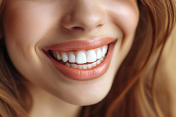 The close-up features the girl's perfect smile