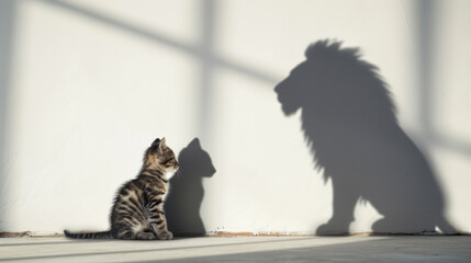 Whiskered Mirage: The Little Cat with a Lion's Shadow. Generative AI