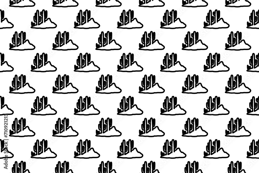 Poster seamless pattern completely filled with outlines of wild cactus symbols. elements are evenly spaced.