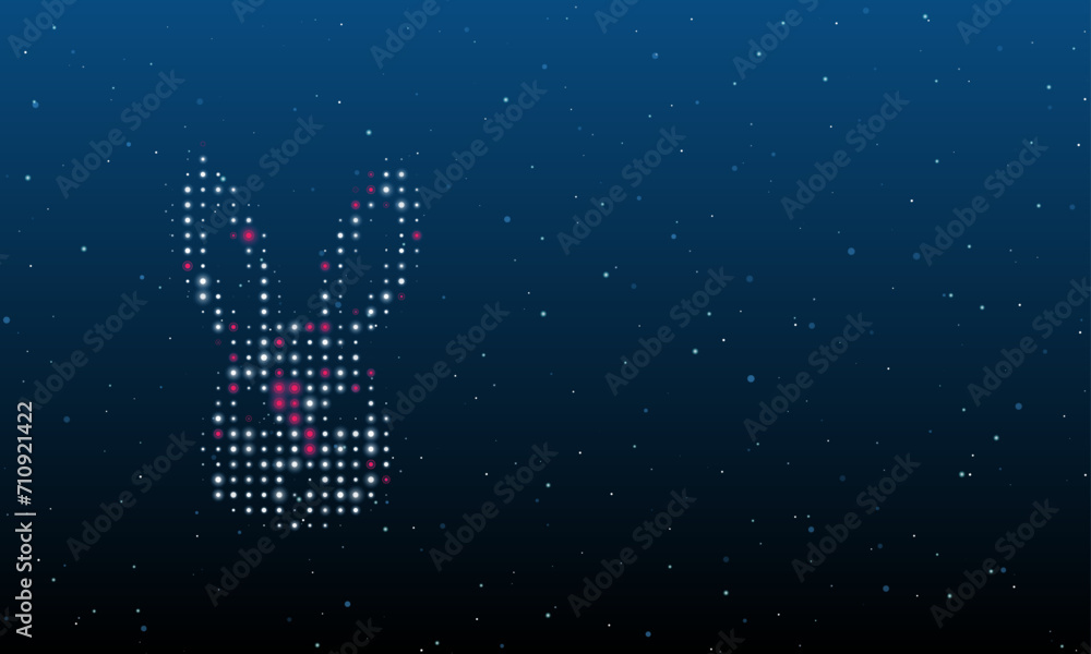 Poster on the left is the cute hare head symbol filled with white dots. background pattern from dots and ci