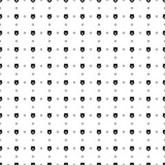 Square seamless background pattern from black bear head icons are different sizes and opacity. The pattern is evenly filled. Vector illustration on white background